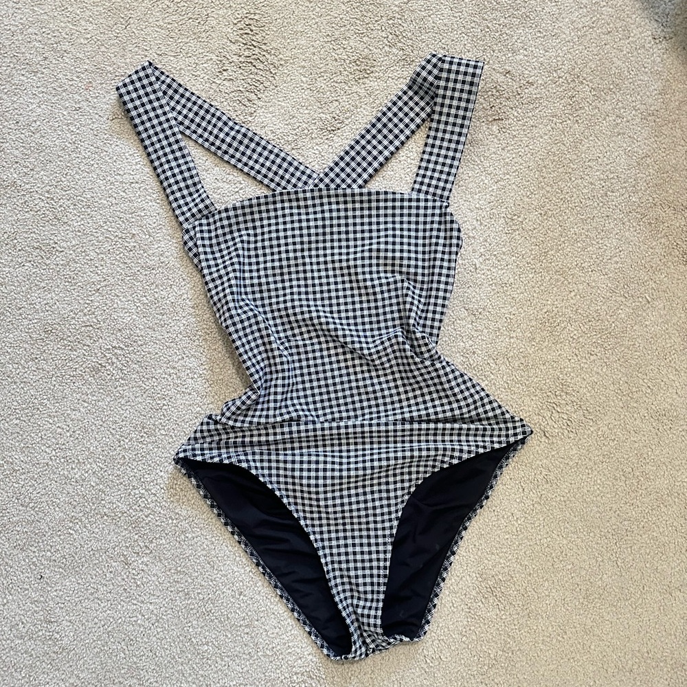 Aerie Black and White Checkered Swimwear